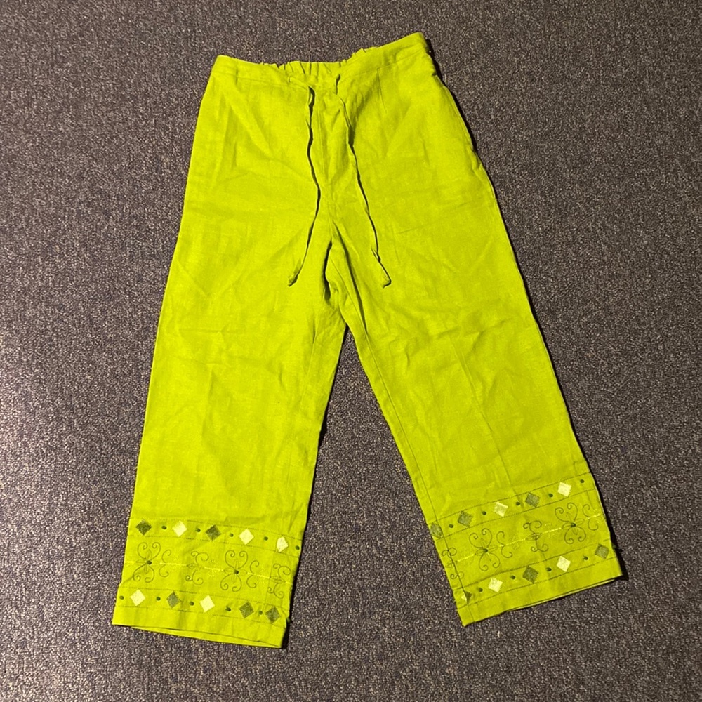Sag harbor womens cropped pants size small lime green